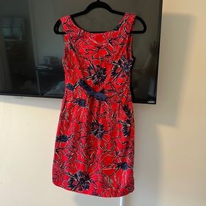 Lilly Pulitzer Evie True Navy, Tomato Red, Cotton Shift Dress